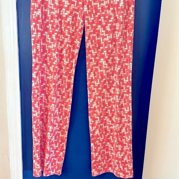 Women’s Coral & White Geometric Print Catalina Cloth Stretch Pull Up Pants Sz XS - Picture 3 of 10
